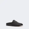Mules van canvas met raffia-effect, zwart Mules van canvas met raffia-effect, zwart