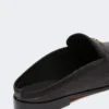 Mules van canvas met raffia-effect, zwart Mules van canvas met raffia-effect, zwart