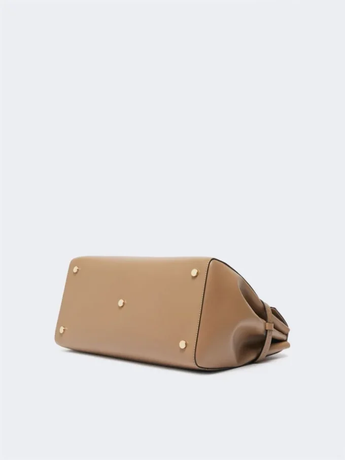 Natuurlijke leren handtas, modderkleur Natuurlijke leren handtas, modderkleur