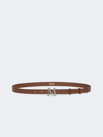 Natuurlijke leren monogramriem, bruin