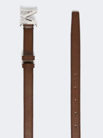 Natuurlijke leren monogramriem, bruin