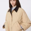 Omkeerbaar gewatteerd jasje van waterafstotende stof, beige