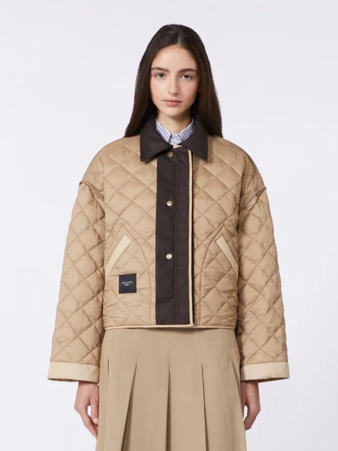Omkeerbaar gewatteerd jasje van waterafstotende stof, beige