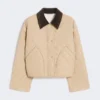Omkeerbaar gewatteerd jasje van waterafstotende stof, beige