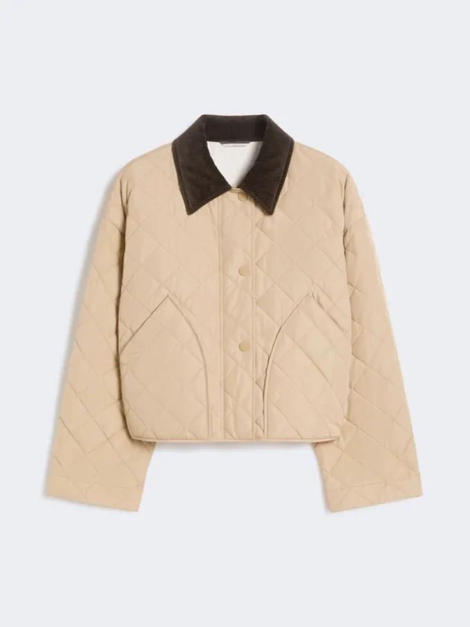 Omkeerbaar gewatteerd jasje van waterafstotende stof, beige