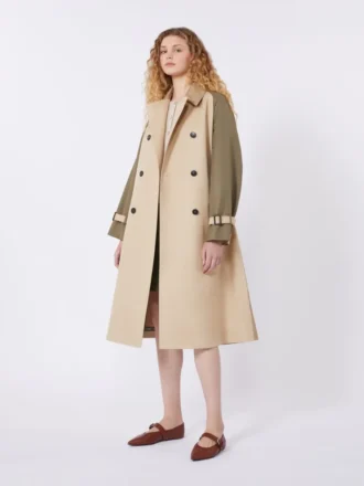 Omkeerbare, waterafstotende gabardine trenchcoat, beige