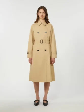 Omkeerbare, waterafstotende gabardine trenchcoat, beige