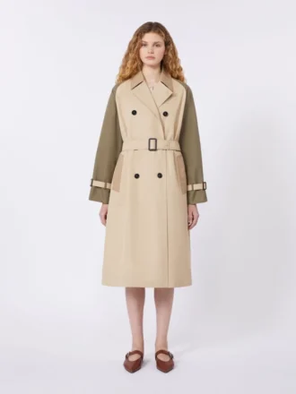 Omkeerbare, waterafstotende gabardine trenchcoat, beige
