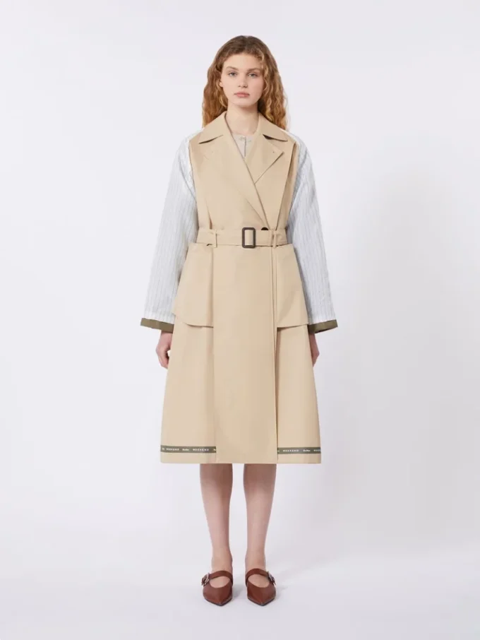 Omkeerbare, waterafstotende gabardine trenchcoat, beige Omkeerbare, waterafstotende gabardine trenchcoat, beige