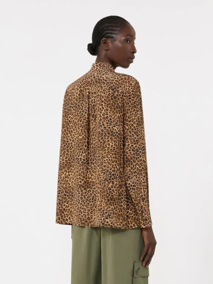 Overhemd met zijden zakken en print, camel Overhemd met zijden zakken en print, camel