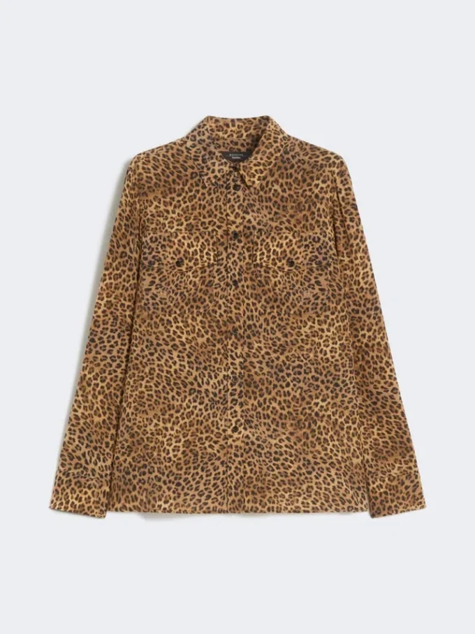 Overhemd met zijden zakken en print, camel Overhemd met zijden zakken en print, camel