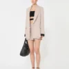 Oversized blazer van organza en linnen canvas, camel Oversized blazer van organza en linnen canvas, camel