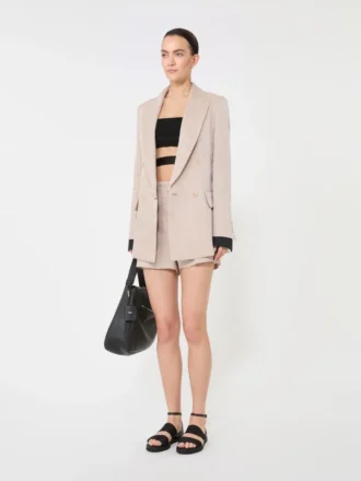 Oversized blazer van organza en linnen canvas, camel