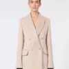 Oversized blazer van organza en linnen canvas, camel Oversized blazer van organza en linnen canvas, camel
