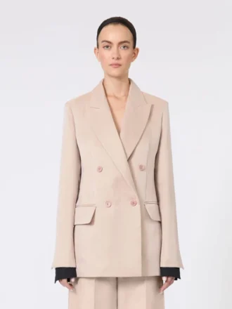 Oversized blazer van organza en linnen canvas, camel
