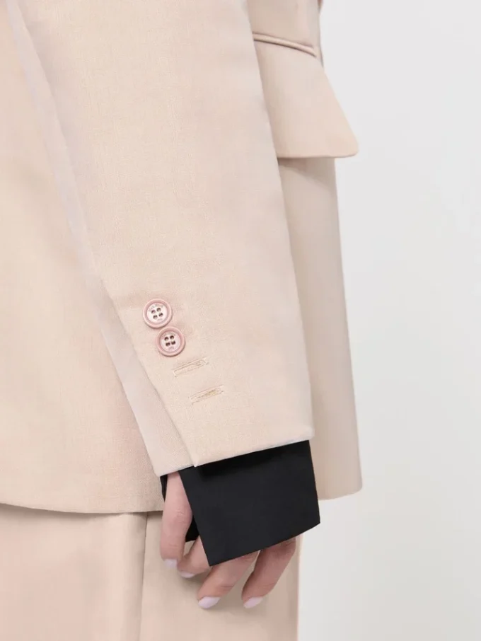 Oversized blazer van organza en linnen canvas, camel Oversized blazer van organza en linnen canvas, camel