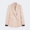 Oversized blazer van organza en linnen canvas, camel Oversized blazer van organza en linnen canvas, camel
