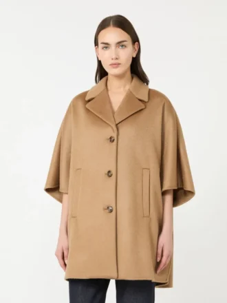 Oversized cape van kasjmier broadcloth, camel