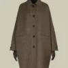 Oversized dubbele wollen jas, tortelduif Oversized dubbele wollen jas, tortelduif