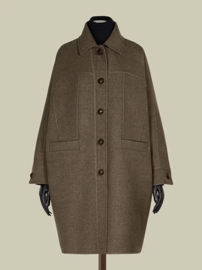 Oversized dubbele wollen jas, tortelduif Oversized dubbele wollen jas, tortelduif