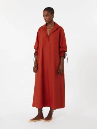 Oversized jurk van katoenpopeline, rood
