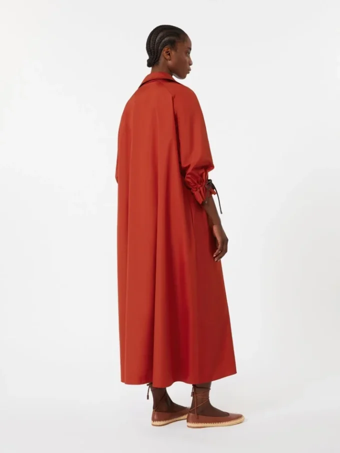 Oversized jurk van katoenpopeline, rood