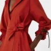 Oversized jurk van katoenpopeline, rood