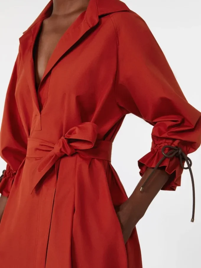 Oversized jurk van katoenpopeline, rood