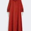 Oversized jurk van katoenpopeline, rood