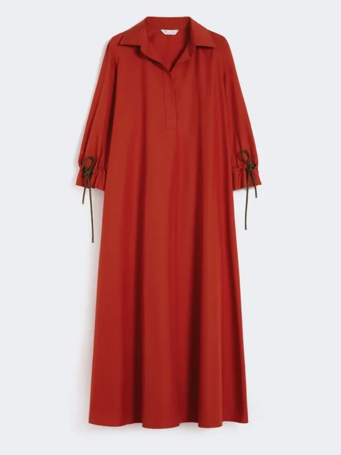 Oversized jurk van katoenpopeline, rood