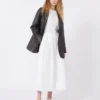 Oversized leren blazer, bruin