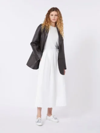 Oversized leren blazer, bruin