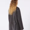 Oversized leren blazer, bruin