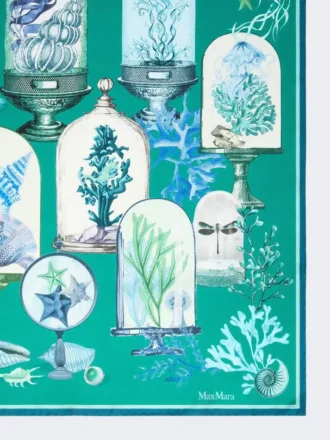 Oversized sjaal van bedrukte zijden twill, groen