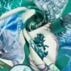 Oversized sjaal van bedrukte zijden twill, groen