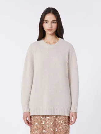 Oversized trui van alpaca en katoen, zandkleur