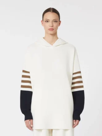 Oversized trui van gebreide wol, ivoorkleurig
