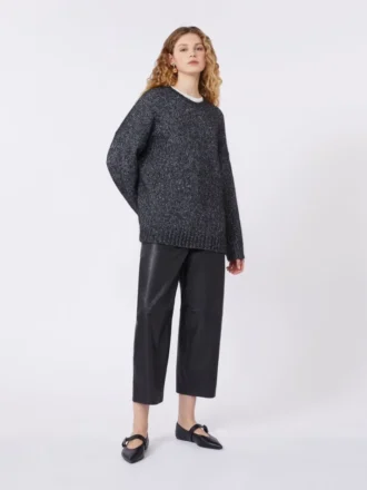 Oversized trui van mohair en lurex, donkergrijs