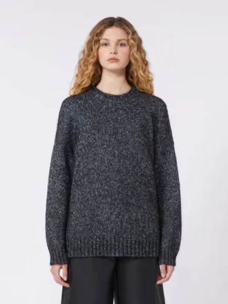 Oversized trui van mohair en lurex, donkergrijs