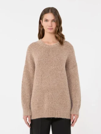 Oversized trui van mohair en lurex, koper
