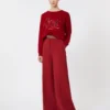 Compacte jersey broek, donkerrood Compacte jersey broek, donkerrood