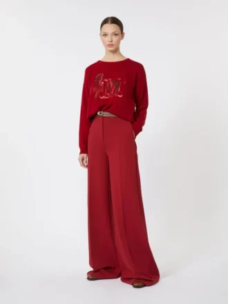 Compacte jersey broek, donkerrood