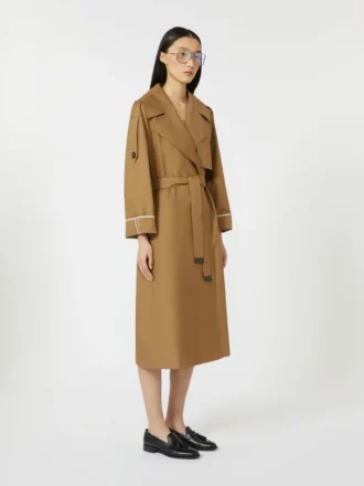 Oversized waterafstotende trenchcoat van twill, bruin