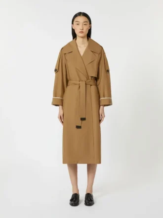 Oversized waterafstotende trenchcoat van twill, bruin