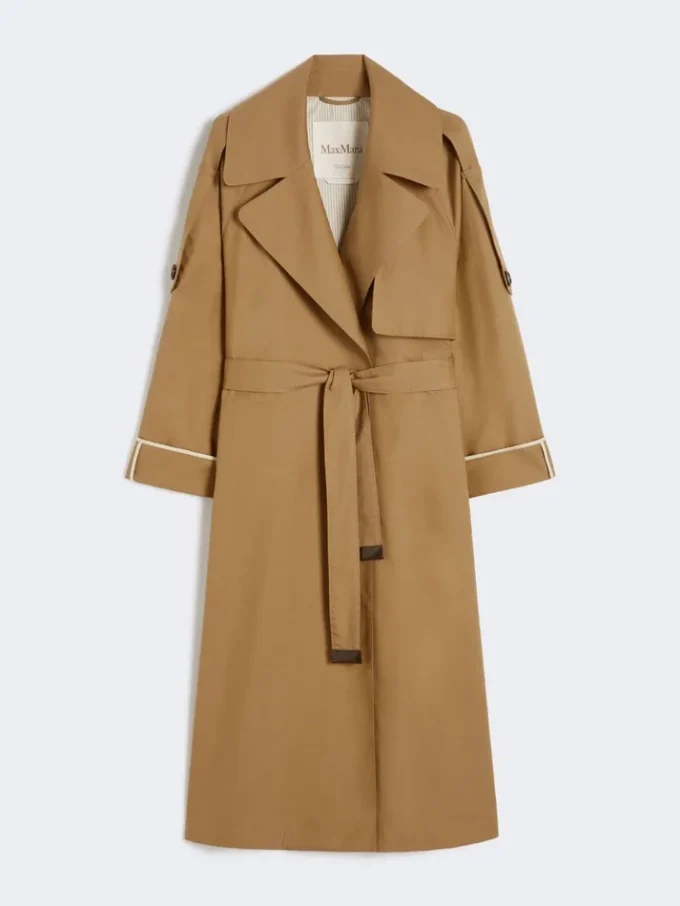 Oversized waterafstotende trenchcoat van twill, bruin Oversized waterafstotende trenchcoat van twill, bruin