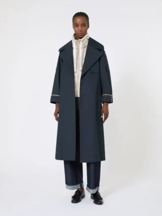 Oversized waterafstotende twill trenchcoat, ultramarijn