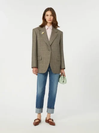 Oversized wollen blazer, bruin