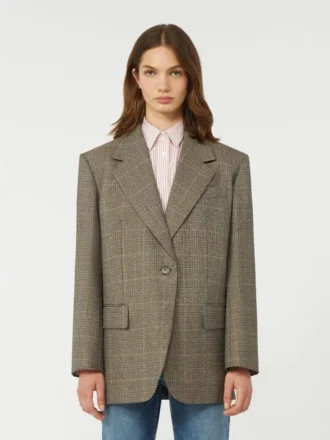 Oversized wollen blazer, bruin
