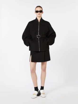 Oversized wollen bomberjack, zwart