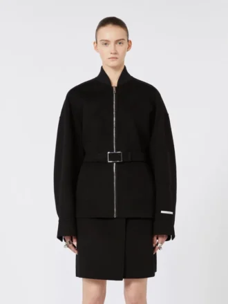 Oversized wollen bomberjack, zwart